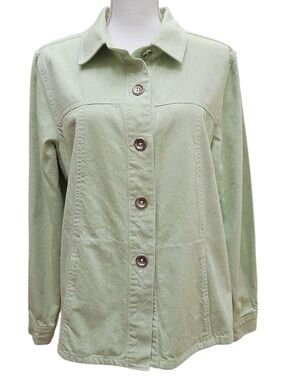 SUSAN GRAVER DENIM JACKET SZ L LIGHT GREEN